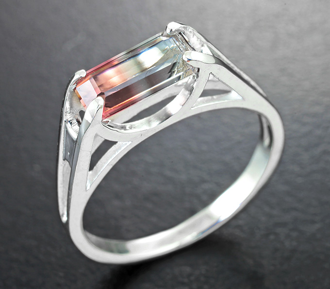 Серебро 925 Кольцо с полихромным турмалином 1,17 карата