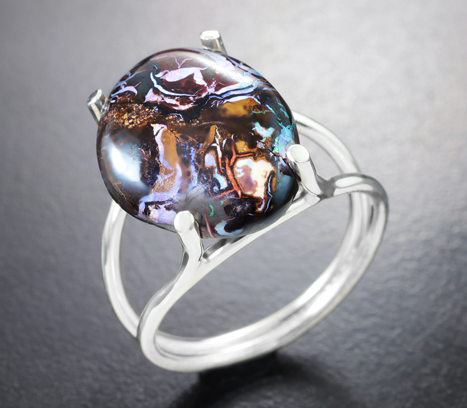 Серебро 925 Кольцо с австралийским болдер опалом 13,33 карата