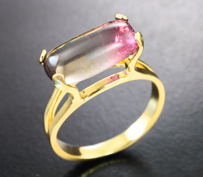 Золото Кольцо с полихромным турмалином 3,08 карата