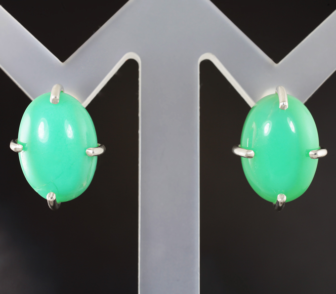 Серебро 925 Пусеты с хризопразами 12,07 карата