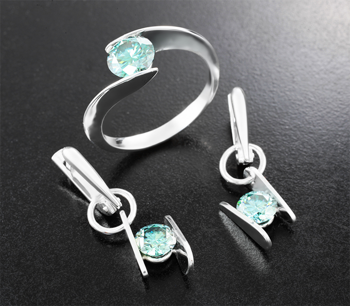 Серебро 925 Комплект с муассанитами 3,33 карата 