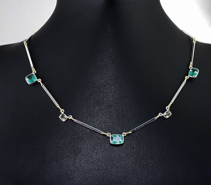 Серебро 925 Колье с диаспорами 1,46 карата и апатитами 6,54 карата