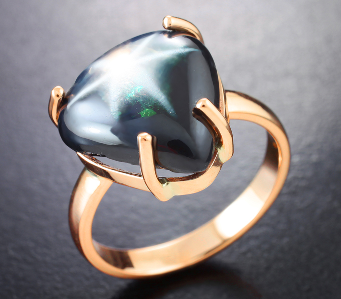 Золото Кольцо с крупным звездчатым сапфиром 11,74 карата