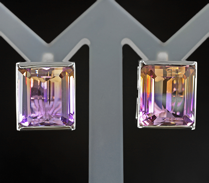 Серебро 925 Серьги с аметринами 25,39 карата