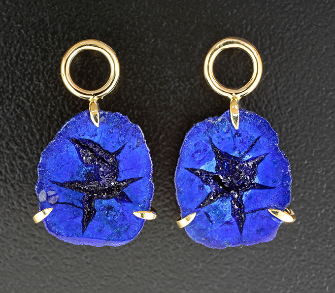 Золото Подвесы для серег с азуритом 12,65 карата