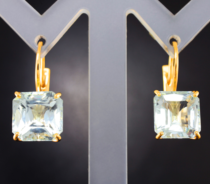 Золото Серьги с аквамаринами 8,38 карата 