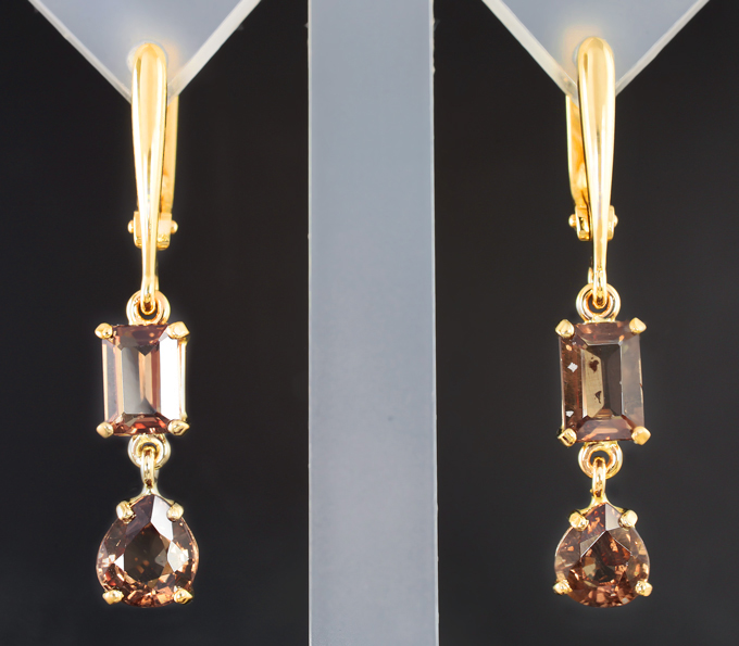 Золото Серьги с гранатами со сменой цвета 5,11 карата 