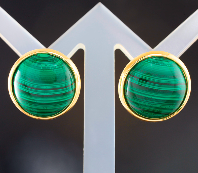 Золото Серьги с малахитом 29,12 карата