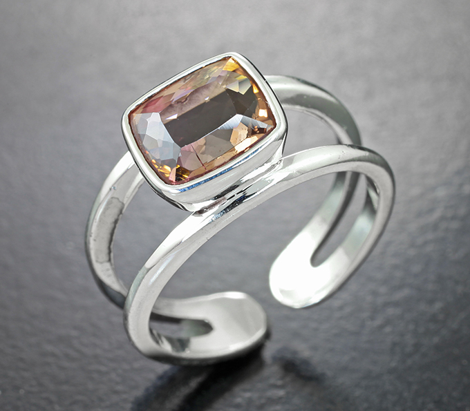 Серебро 925 Кольцо с полихромным турмалином 2,37 карата