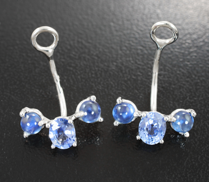 Золото Подвесы для серег с сапфирами 2,01 карата