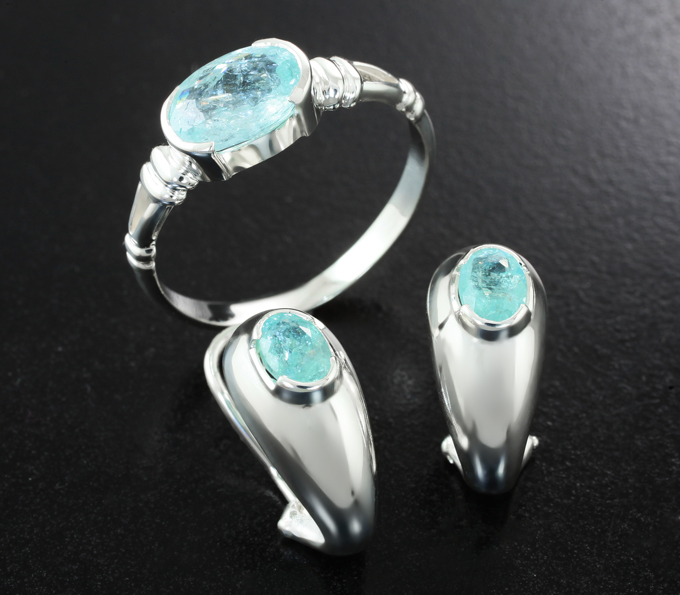 Золото Комплект с параиба турмалинами 1,97 карата