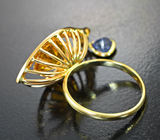 Кольцо с гелиодором 3,46 карата, синим сапфиром и бриллиантами