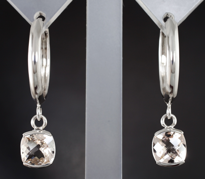 Золото Серьги с морганитами 2,32 карата