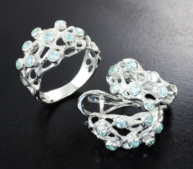 Серебро 925 Комплект с цирконами 2,19 карата