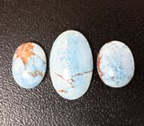 Набор из 3 кабошонов голубой казахстанской бирюзы Майкаин 10,18 карата