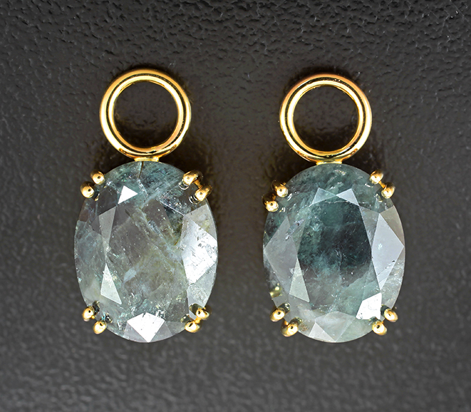 Золото Подвесы для серег с уральскими александритами 13,51 карата