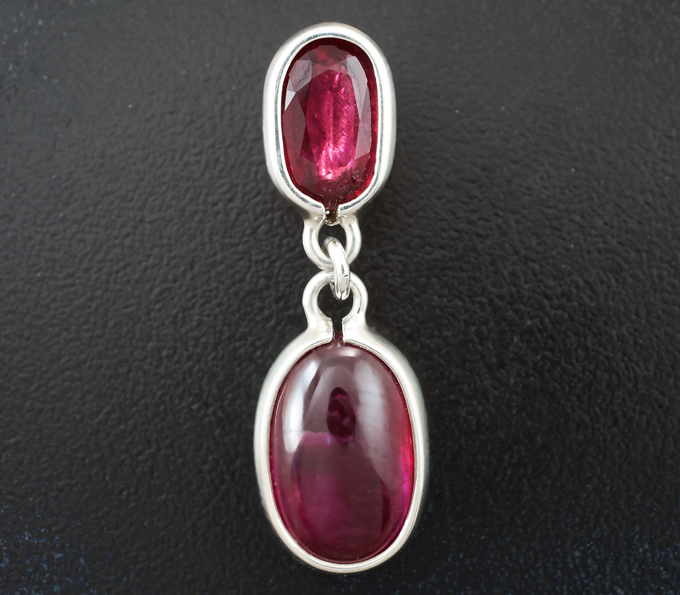 Серебро 925 Кулон с рубеллитом турмалином 2,98 карата и рубином 10,28 карата 