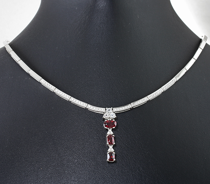 Серебро 925 Колье со шпинелями 2 карата и цирконами