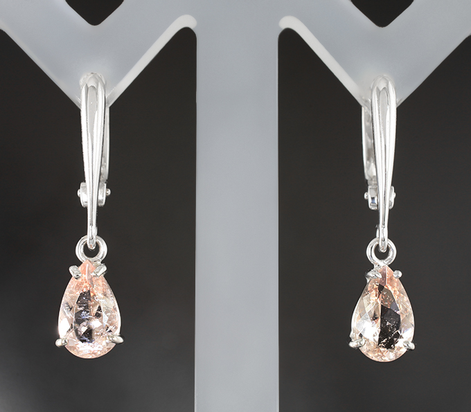 Золото Серьги с морганитами 2,06 карата