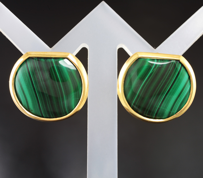 Серебро 925 Серьги с уральским малахитом 22,46 карата