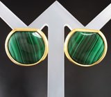 Серьги с уральским малахитом 22,46 карата