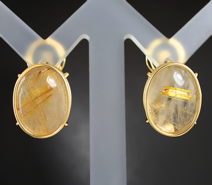 Золото Серьги с рутиловым кварцем 15,62 карата