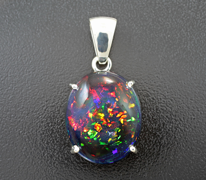 Серебро 925 Кулон с кристаллическим черным опалом 13,55 карата