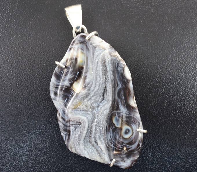Серебро 925 Кулон с пейзажной друзой халцедона 41,91 карата