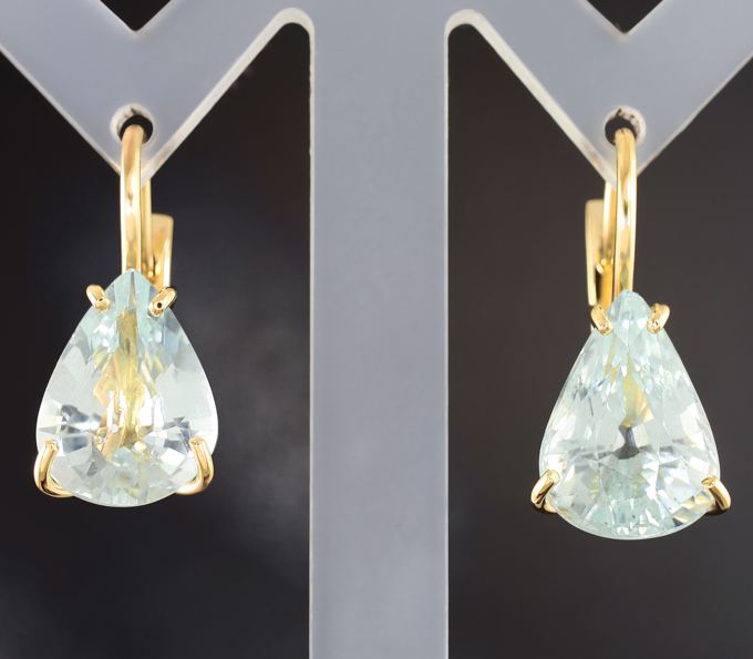 Золото Серьги с аквамаринами 9,37 карата