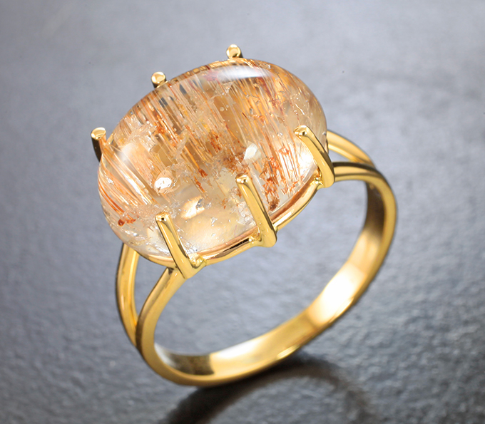 Золото Кольцо с редким рутиловым топазом 11,62 карата