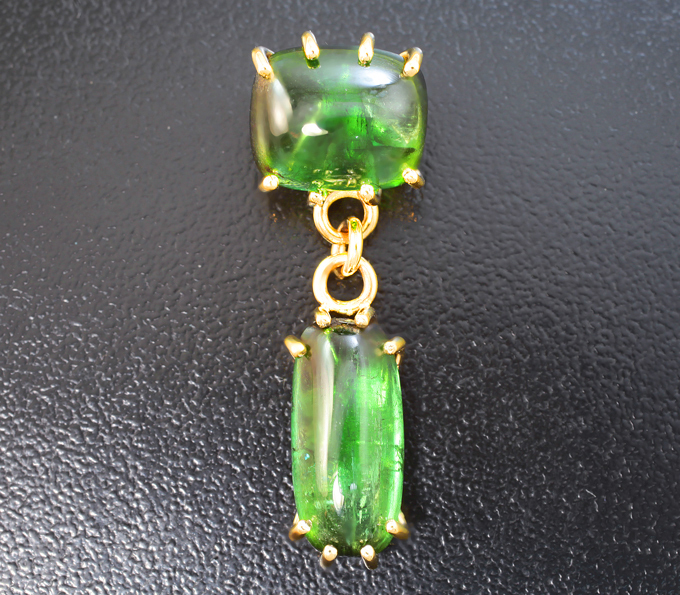 Золото Кулон с зелеными турмалинами 9,97 карата