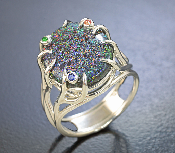 Серебро 925 Кольцо с австралийским матричным опалом 5,87 карата