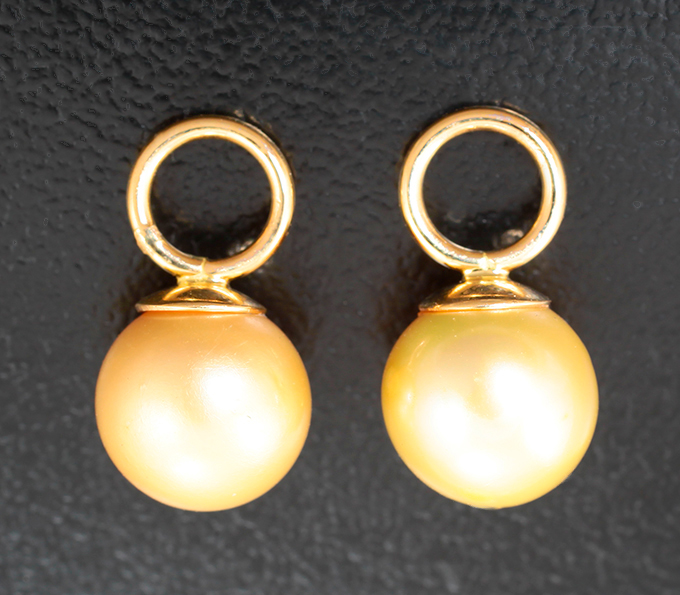 Золото Подвесы для серег с золотистым жемчугом 7,1 карата