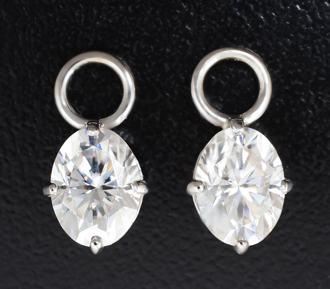 Золото Подвесы для серег с муассанитами 2,77 карата