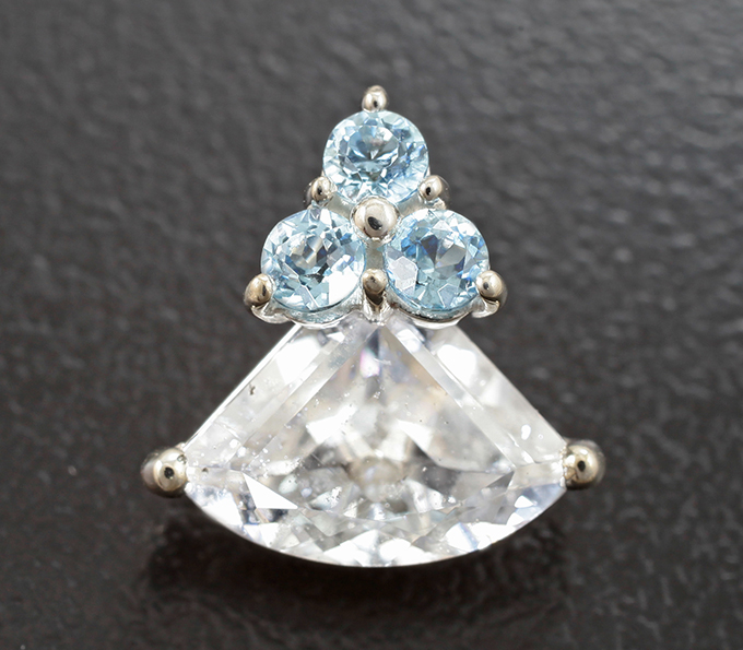 Серебро 925 Кулон с фенакитом авторской огранки 1,86 карата и аквамаринами