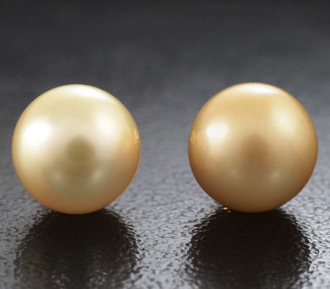 Серебро 925 Пусеты с золотистым морским жемчугом 7,41 карата
