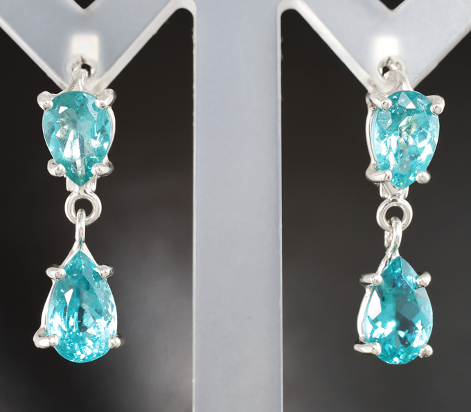 Серебро 925 Серьги с апатитами 6,06 карата