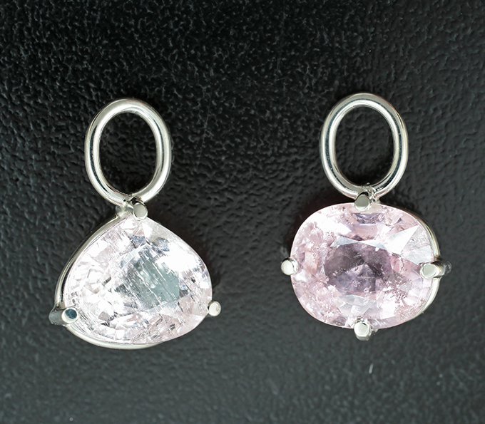 Серебро 925 Подвесы для серег с пастельно-розовыми турмалинами 8,12 карата