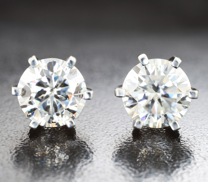 Серебро 925 Пусеты с муассанитами 3,45 карата