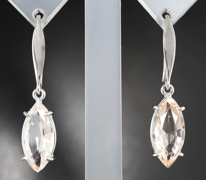 Золото Серьги с морганитами 4,92 карата