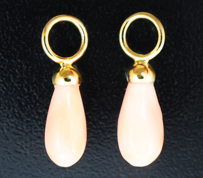 Золото Подвесы для серег с solid кораллом 4,84 карата