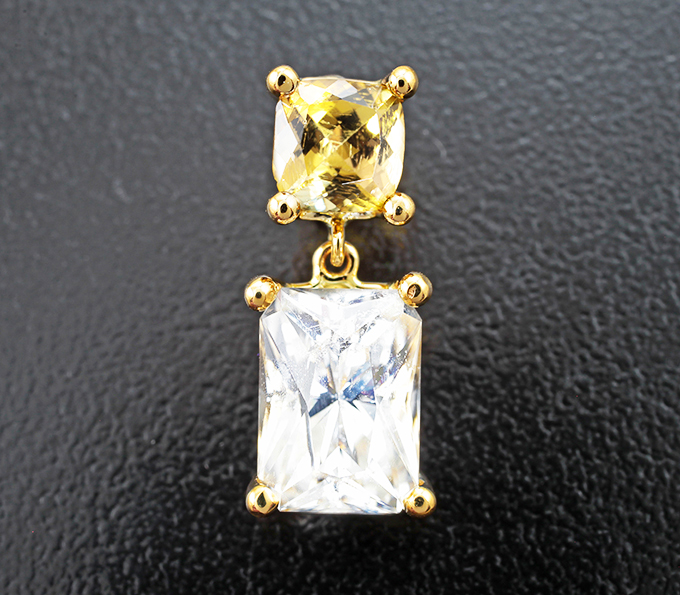 Золото Кулон с желтым цоизитом 1,14 карата и ярким фенакитом