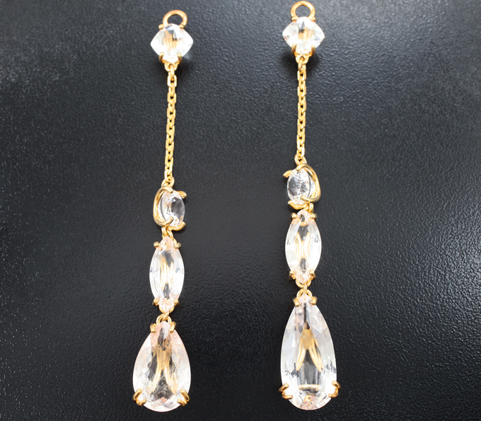 Серебро 925 Подвесы для серег с морганитами 25,34 карата