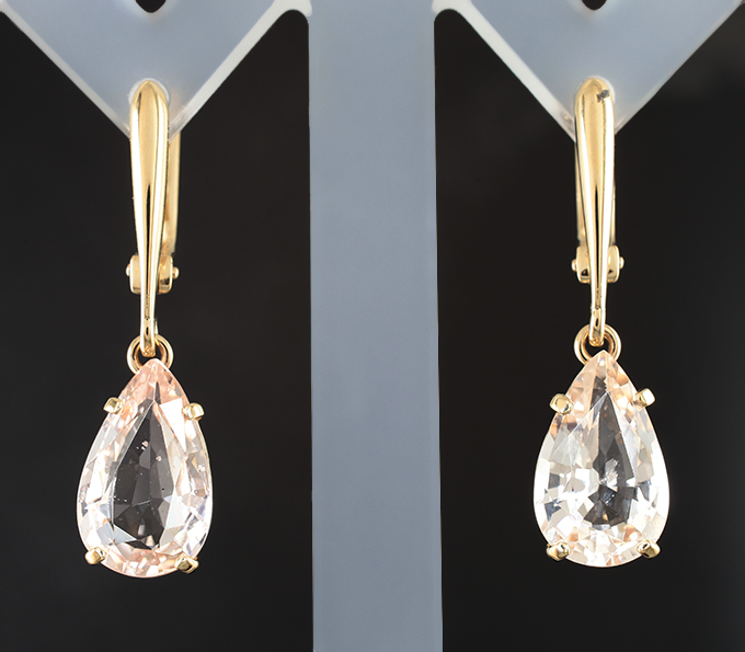 Золото Серьги с морганитом 5,82 карата