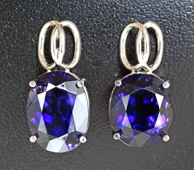 Серебро 925 Подвесы для серег с иолитами 12,88 карата