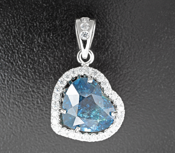 Золото Кулон с индиголитом турмалином 4,47 карата и муассанитами