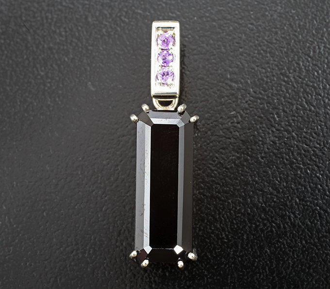 Серебро 925 Кулон с шерлом 6,57 карата и аметистами