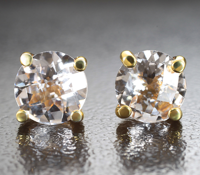 Серебро 925 Пусеты с морганитами высокой чистоты 1,27 карата