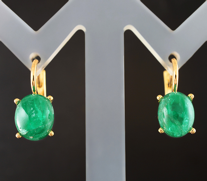Золото Золотые серьги с изумрудами 5,44 карата 