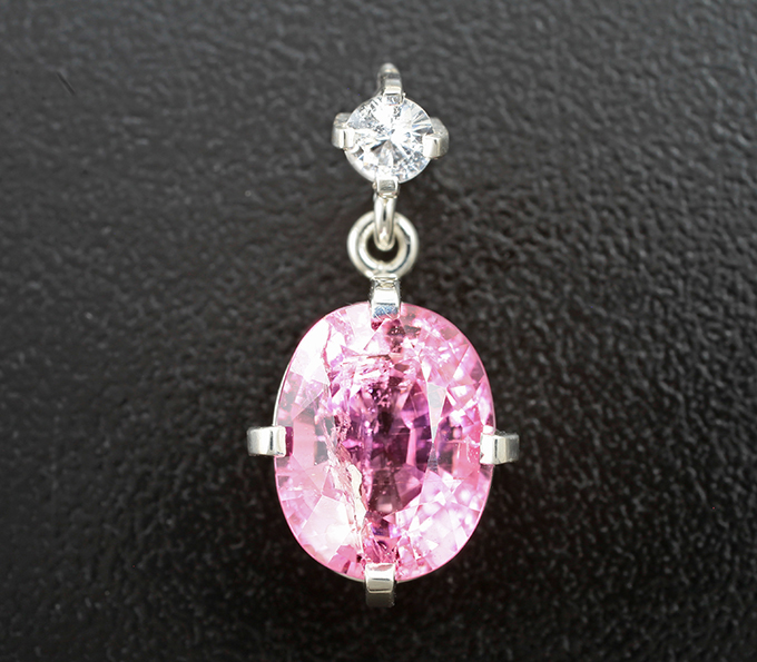 Серебро 925 Кулон с насыщенно-розовым турмалином 4,3 карата и лейкосапфиром